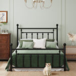 Edsall Metal Bed with Headboard and Footboard No Boxspring Needed - Chic Decora