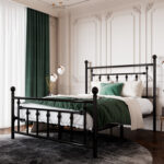 Edsall Metal Bed with Headboard and Footboard No Boxspring Needed - Chic Decora