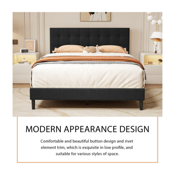 Ekamdeep Upholstered Platform Bed - Chic Decora