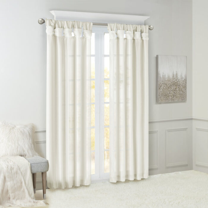 Emilia Twist Tab Lined Window Curtain Panel (Set of 2) - Chic Decora