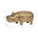 Enchanting 9″ Gold Metal Funky Hippo Figurine – 4″ W x 9″ L x 4″ H - Chic Decora