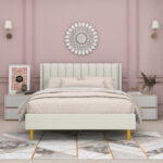 Eriksay Low Profile Upholstered Platform Bed with Winback Headboard - Chic Decora