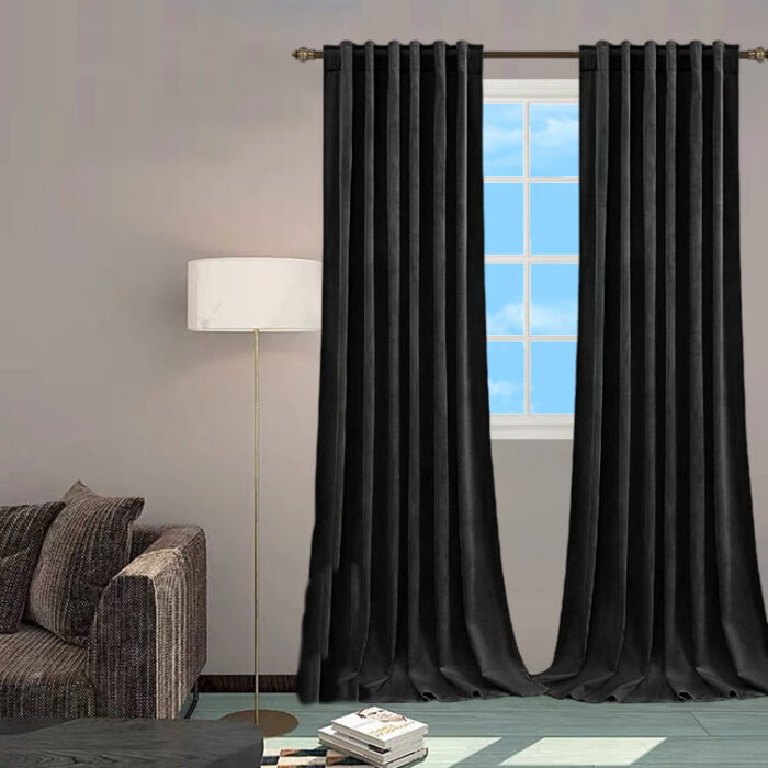 Estis Velvet Blackout Curtain Pair (Set of 2) - Chic Decora