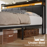 Etsuyo Upholstered Storage Bed withHeadboard, LED Lights and Charging Station - Chic Decora