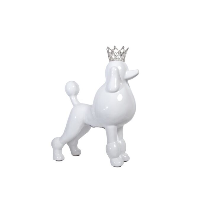 Eubanks White Poodle with Tiara Bank – 13″ tall - Chic Decora