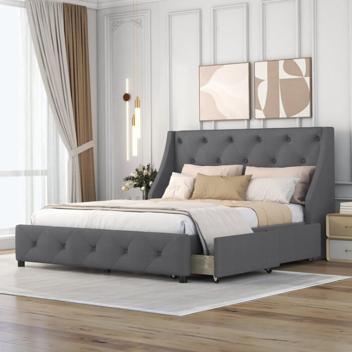 Euel Upholstered Platform Storage Bed - Chic Decora