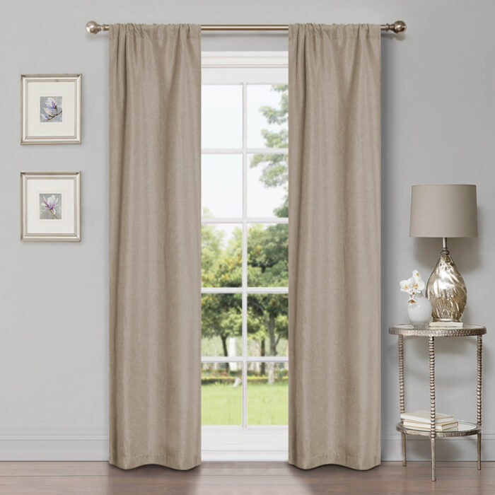 Evayah Modern Linen Inspired Classic Solid Room Darkening Curtain Panel (Set of 2) - Chic Decora