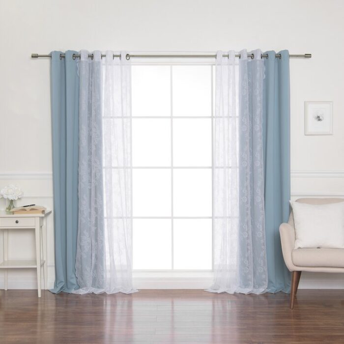 Evelina Polyester Room Darkening Curtain Pair (Set of 2) - Chic Decora