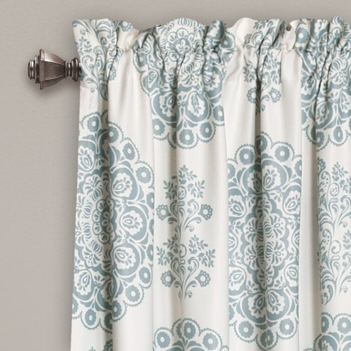 Evelyn Medallion Polyester Room Darkening Curtain Pair (Set of 2) - Chic Decora