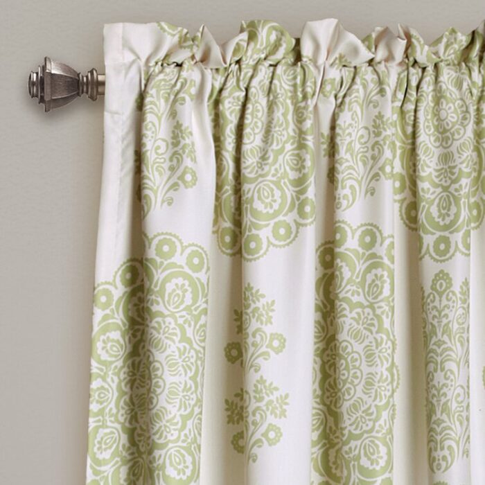 Evelyn Medallion Polyester Room Darkening Curtain Pair (Set of 2) - Chic Decora