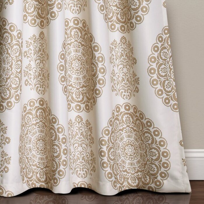 Evelyn Medallion Polyester Room Darkening Curtain Pair (Set of 2) - Chic Decora