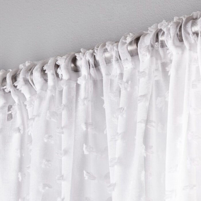 Exclusive Home Spirit Woven Pouf Applique Sheer Rod Pocket Curtain Panel Pair (Set of 2) - Chic Decora