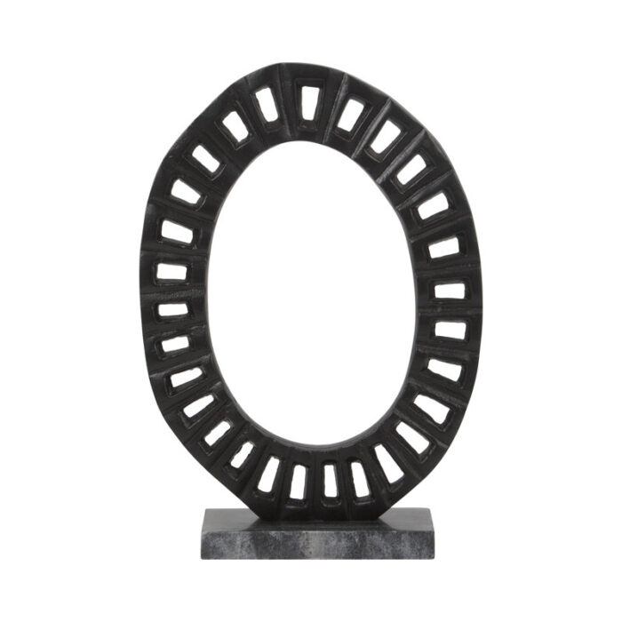 Exquisite 17″ Teigan Ring Statuary in Black – A Stunning Aluminum and Marble Sculpture - Chic Decora