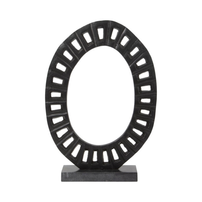 Exquisite 17″ Teigan Ring Statuary in Black – A Stunning Aluminum and Marble Sculpture - Chic Decora