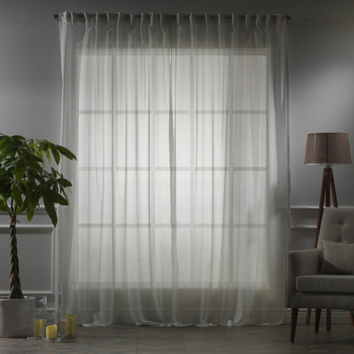 Extra Wide & Extra Long Faux Silk Crep Chifon Sheer Curtain Panels (Set of 2) - Chic Decora