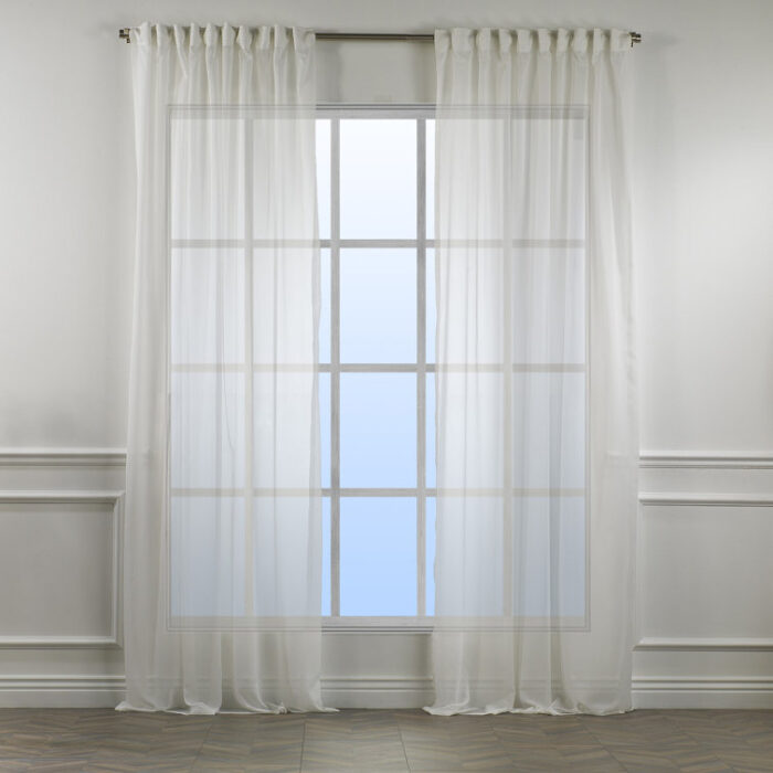 Extra Wide & Extra Long Faux Silk Crep Chifon Sheer Curtain Panels (Set of 2) - Chic Decora