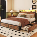 Eyve Metal Bookcase Storage Bed - Chic Decora