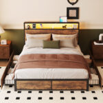 Eyve Metal Bookcase Storage Bed - Chic Decora