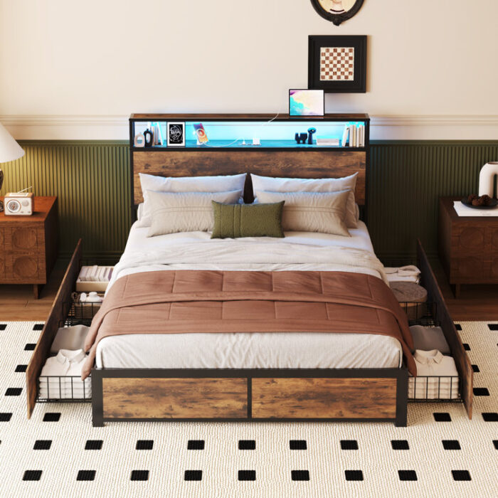 Eyve Metal Bookcase Storage Bed - Chic Decora