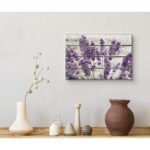 Famous Artwork Purple Lavender Flowers On Wood Effect Background Retro Rustic Large Pictures Canvas Print Wall Art - Chic Decora