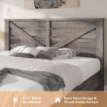 Farmhouse Bed Frame with 49.2″ Barn Door Headboard - Chic Decora