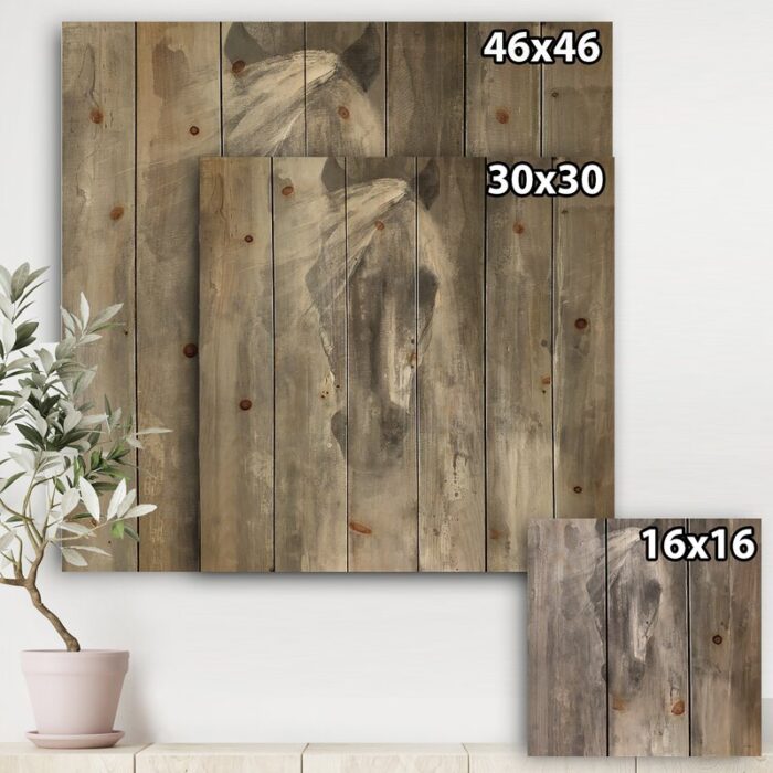 Farmhouse Horse – Modern Farmhouse Print on Natural Pine Wood - Chic Decora