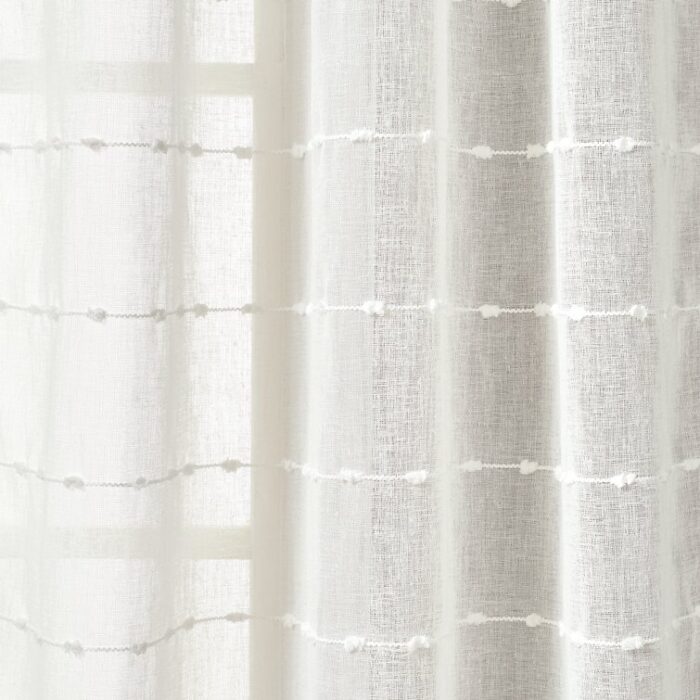 Farmhouse Textured Sheer Polyester Sheer Curtain Pair (Set of 2) - Chic Decora