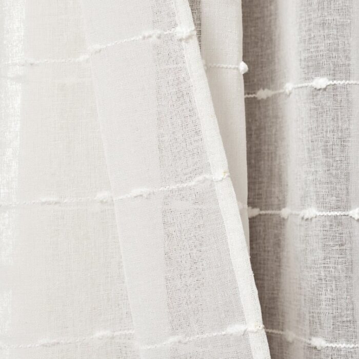 Farmhouse Textured Sheer Polyester Sheer Curtain Pair (Set of 2) - Chic Decora