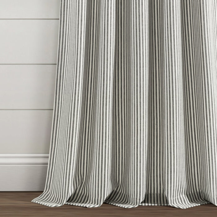 Farmhouse Vintage Stripe Cotton Blend Semi Sheer Curtain Pair (Set of 2) - Chic Decora