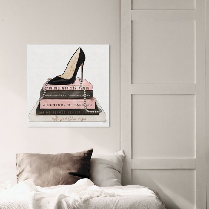 Fashion and Glam Classic Stiletto and High Fashion Books, Glam and Pastel Canvas Wall Art for Closet - Chic Decora