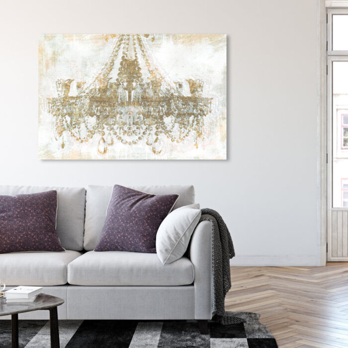 Fashion and Glam Palace Chandelier, Modern and Canvas Wall Art Print for Living Room - Chic Decora