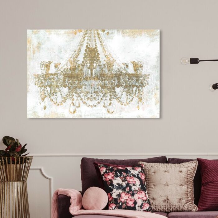 Fashion and Glam Palace Chandelier, Modern and Canvas Wall Art Print for Living Room - Chic Decora