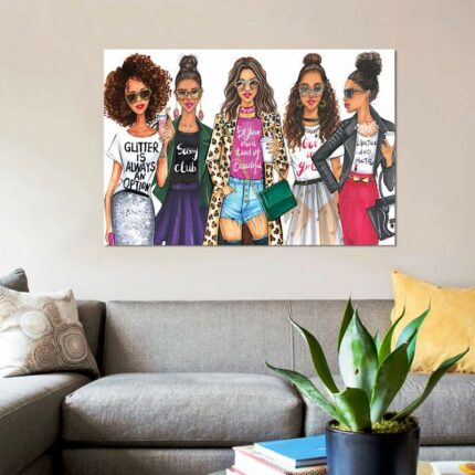 Fashionistas, African American by Rongrong DeVoe – Galler-Wrapped Canvas GiclÃ©e Print - Chic Decora