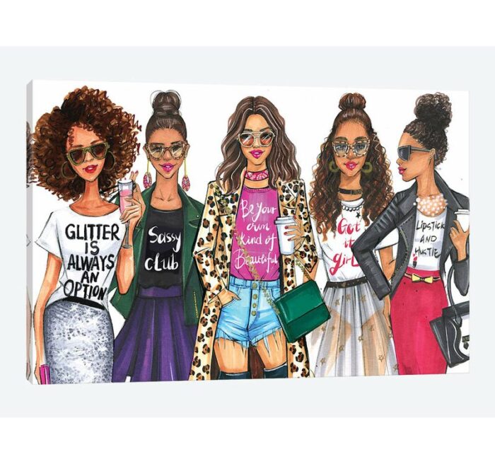 Fashionistas, African American by Rongrong DeVoe – Galler-Wrapped Canvas GiclÃ©e Print - Chic Decora