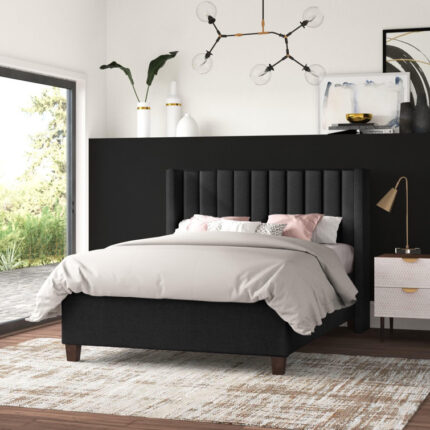 Felder Vertical Channel Tufted Wingback Upholstered Platform Bed - Chic Decora