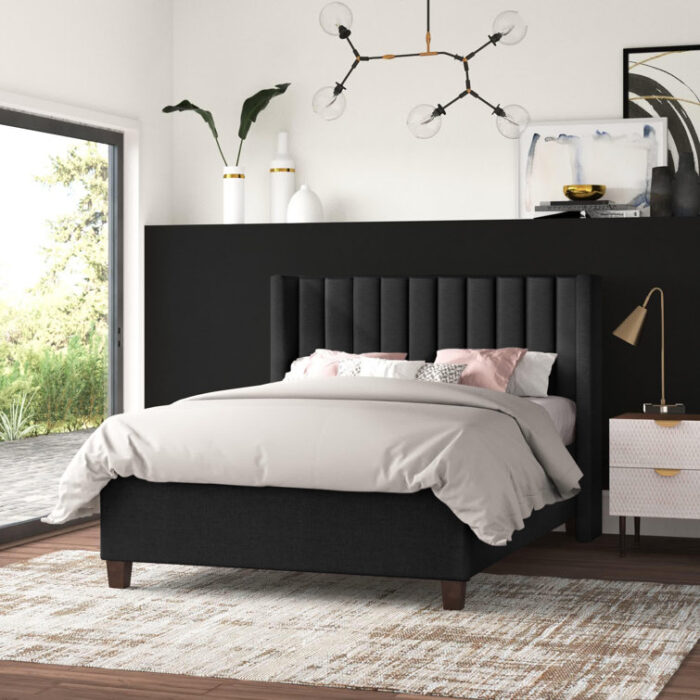 Felder Vertical Channel Tufted Wingback Upholstered Platform Bed - Chic Decora