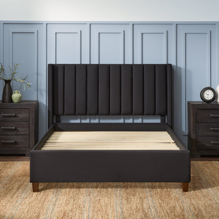 Felder Vertical Channel Tufted Wingback Upholstered Platform Bed - Chic Decora