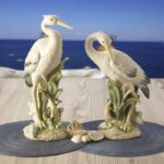 Fitz and Floyd Newport Home Coastal Ceramic Egret Facing Backward Figurine, 14.25 inches White - Chic Decora