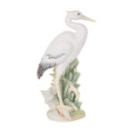 Fitz and Floyd Newport Home Coastal Ceramic Egret Facing Forward Figurine, 16 inches, White - Chic Decora