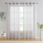 Floral Semi-Sheer Grommet Window Curtain Panels Set (Set of 2) - Chic Decora