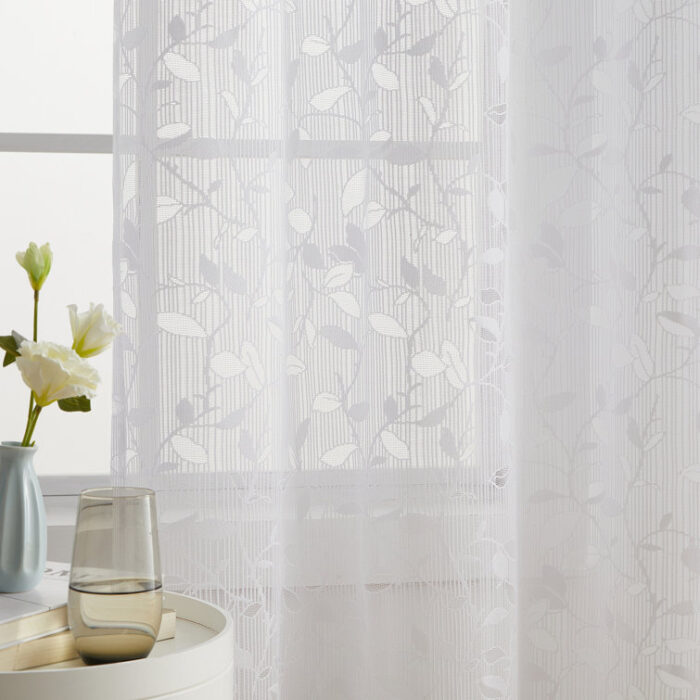 Floral Semi-Sheer Grommet Window Curtain Panels Set (Set of 2) - Chic Decora