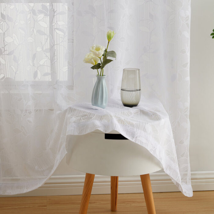 Floral Semi-Sheer Grommet Window Curtain Panels Set (Set of 2) - Chic Decora