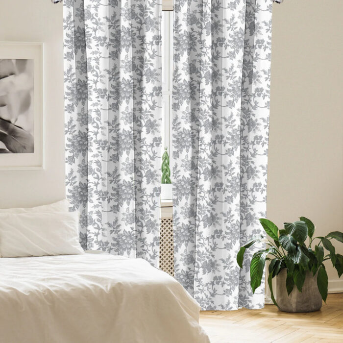 Floral Semi-Sheer Rod Pocket Curtain Panels (Set of 2) - Chic Decora