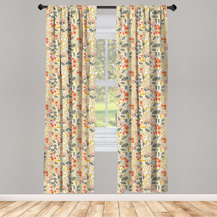 Floral Semi-Sheer Rod Pocket Curtain Panels (Set of 2) - Chic Decora