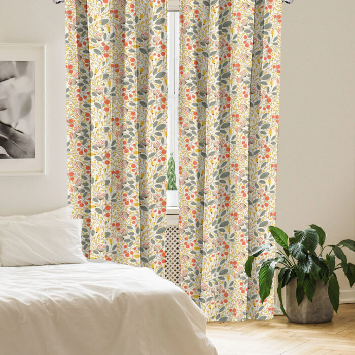 Floral Semi-Sheer Rod Pocket Curtain Panels (Set of 2) - Chic Decora