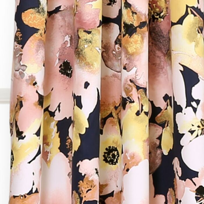 Floral Watercolor Polyester Room Darkening Curtain Pair (Set of 2) - Chic Decora