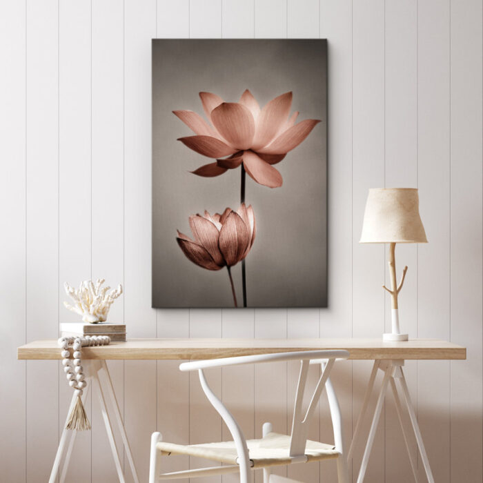 Flower Blossom Lotus Flower Pictures Minimalist Floral Bathroom Decor Large Gallery Wrapped Canvas Print Wall Art - Chic Decora