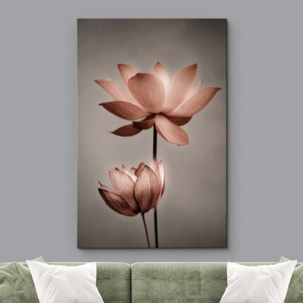 Flower Blossom Lotus Flower Pictures Minimalist Floral Bathroom Decor Large Gallery Wrapped Canvas Print Wall Art - Chic Decora