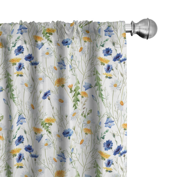 Flower Semi-Sheer Rod Pocket Curtain Panels (Set of 2) - Chic Decora