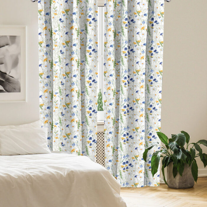 Flower Semi-Sheer Rod Pocket Curtain Panels (Set of 2) - Chic Decora